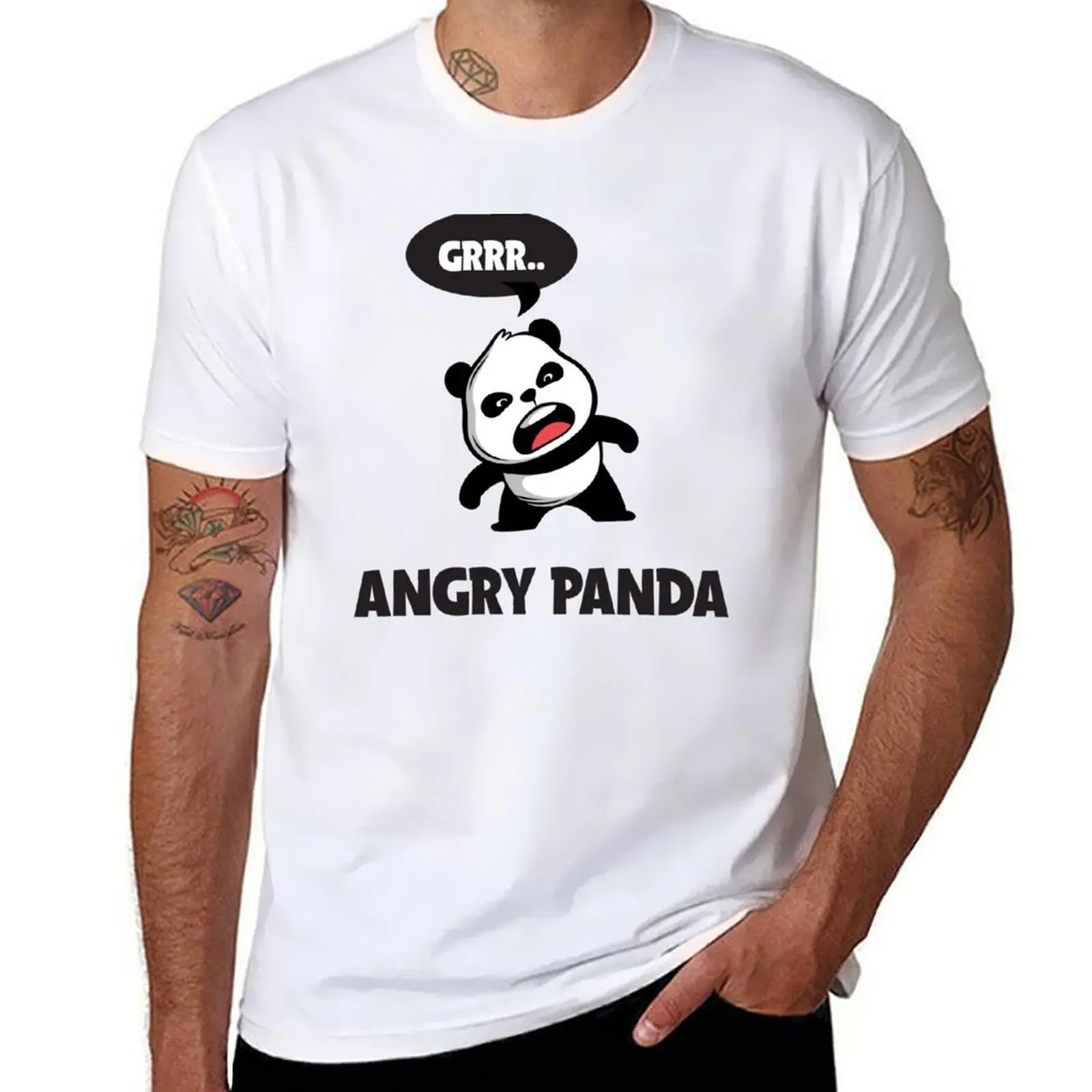 

Angry Panda Grrrr T-Shirt man t shirt luxury t shirts for man slim fit T-Shirt