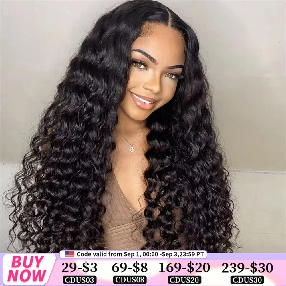 Wear And Go Pre Cut PrePlucked Glueless Wig 6x4 5x5 Deep Wave Lace Closure Human Hair Wig Transparent Lace Closure Curly Wig 200