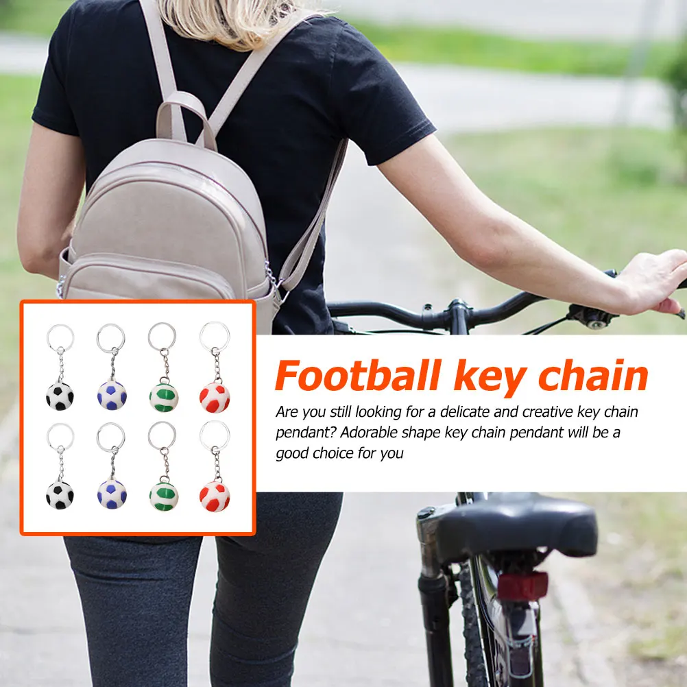 

8 pcs Football Keychains Premium Rubber Sturdy Durable DIY Key Ring Hanging Pendant Decorative Accessories for Bag Key Schoolbag