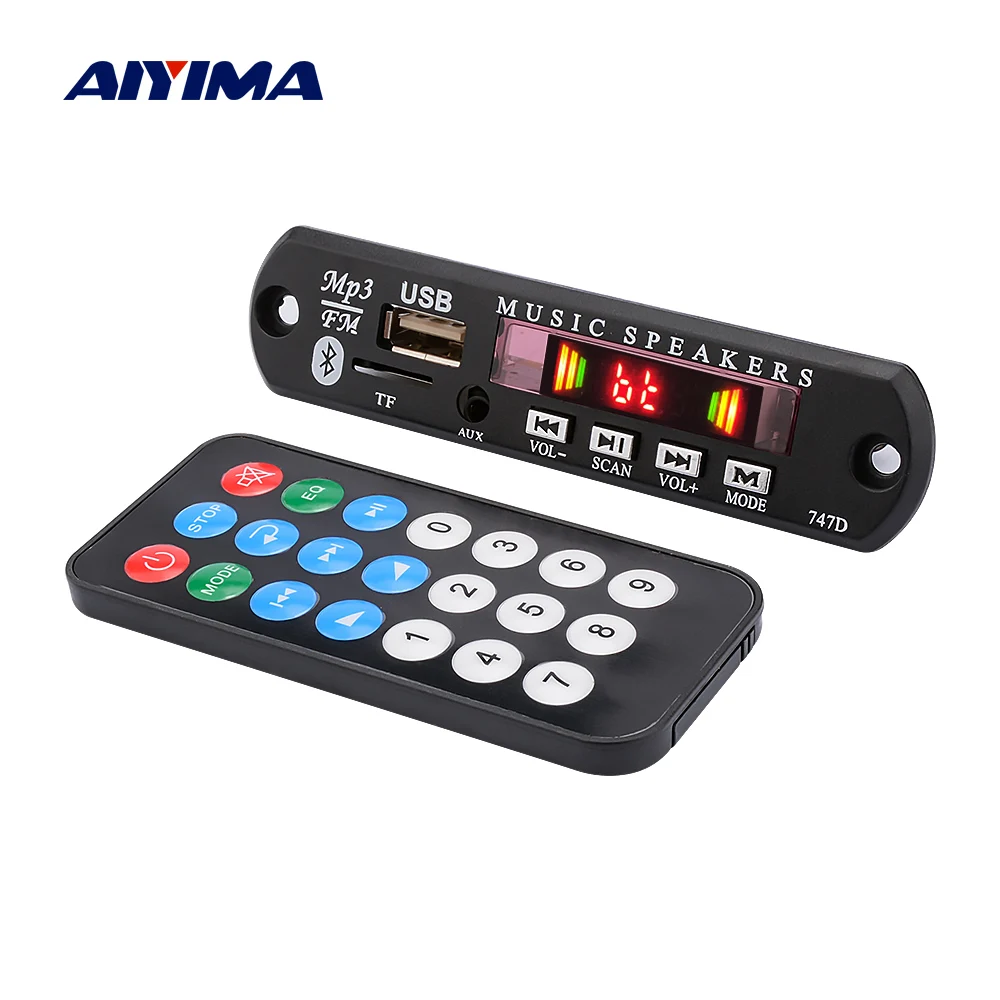 

AIYIMA Bluetooth MP3 Decoder Audio Board Hands-free Calling DIY Sound Speaker Amplifier USB TF FM AUX Recording Decoding DC12V