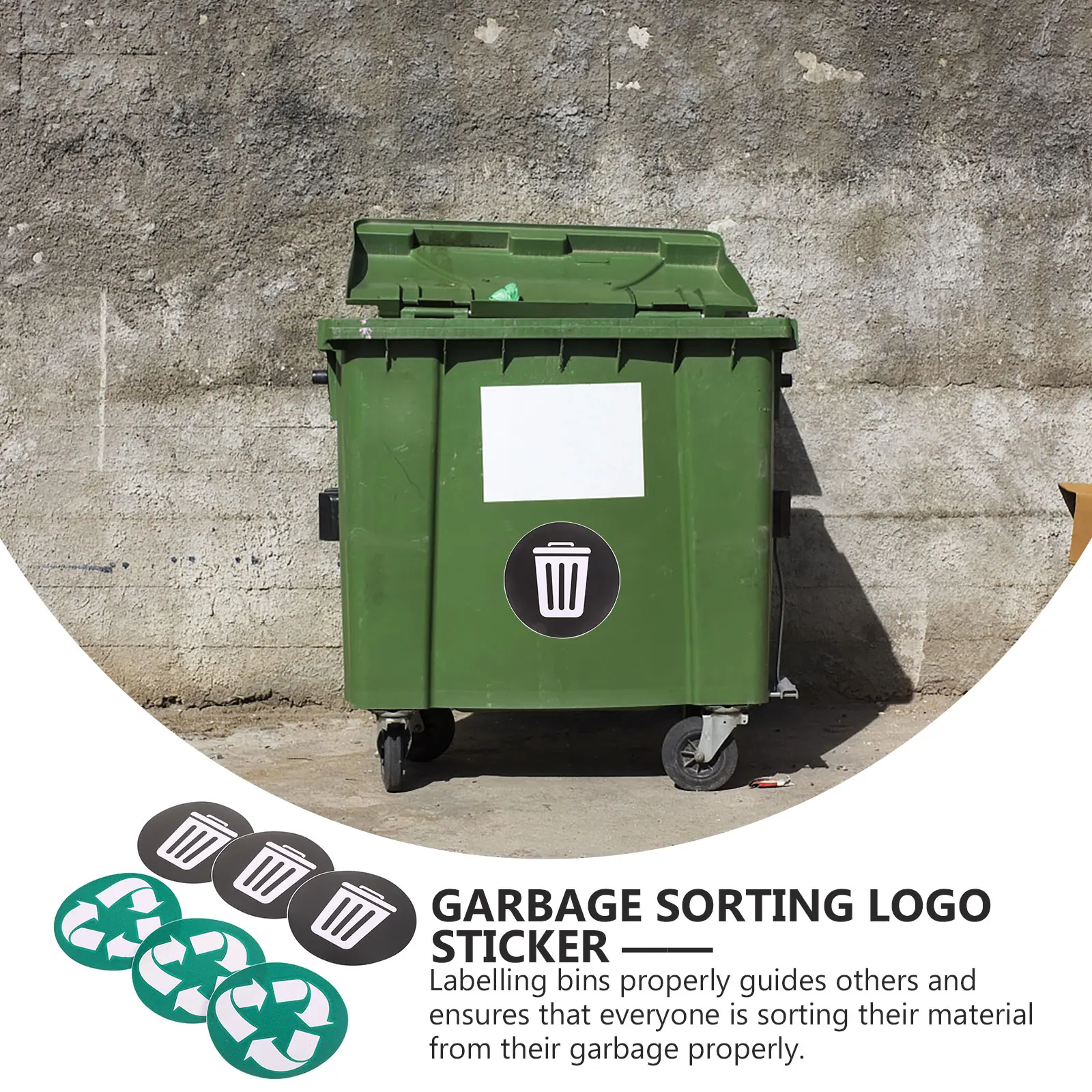 

6pcs Garbage Sorting Stickers Trash Can Labels Recycling Adhesive Bins Reusable Waterproof Home Office Garden Park
