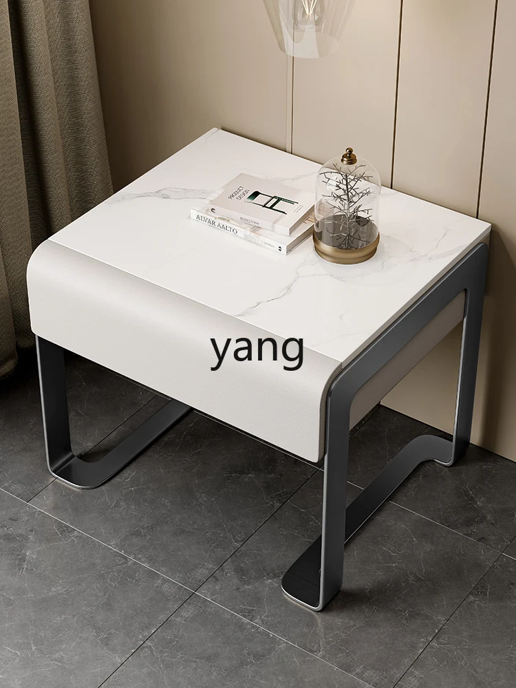 Yhl Italian Minimalist Solid Wood Stone Plate Bedside Table Modern Simple and Fashionable Bedroom