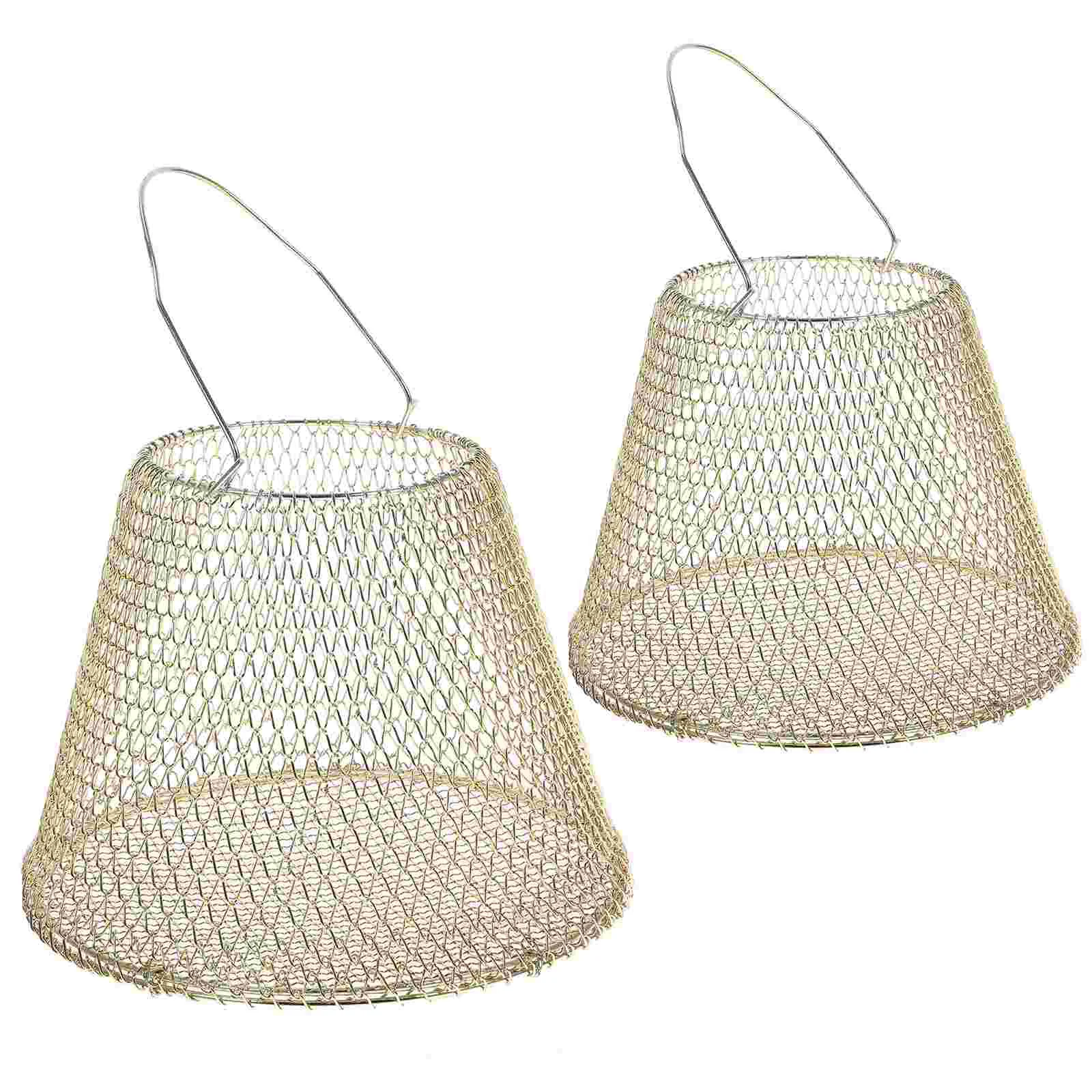 

2 Pcs Portable Egg Basket Bread Baskets for Serving Fruit Fruits Wire Gifts Empty Galvanized Shopping Holder