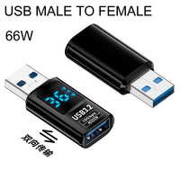36W-60W Digital LED Display USB 3.2 Adapter 10Gbps Power Meter Tester Smart Chip Data Transmission USB C Male To Type-c Female