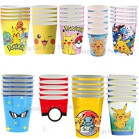 Pokemon Party Cup Birthday Party Decor Pikachu Disposable Cup Poke Ball Paper Cup Baby Shower Kids Boys Favors Party Supplies