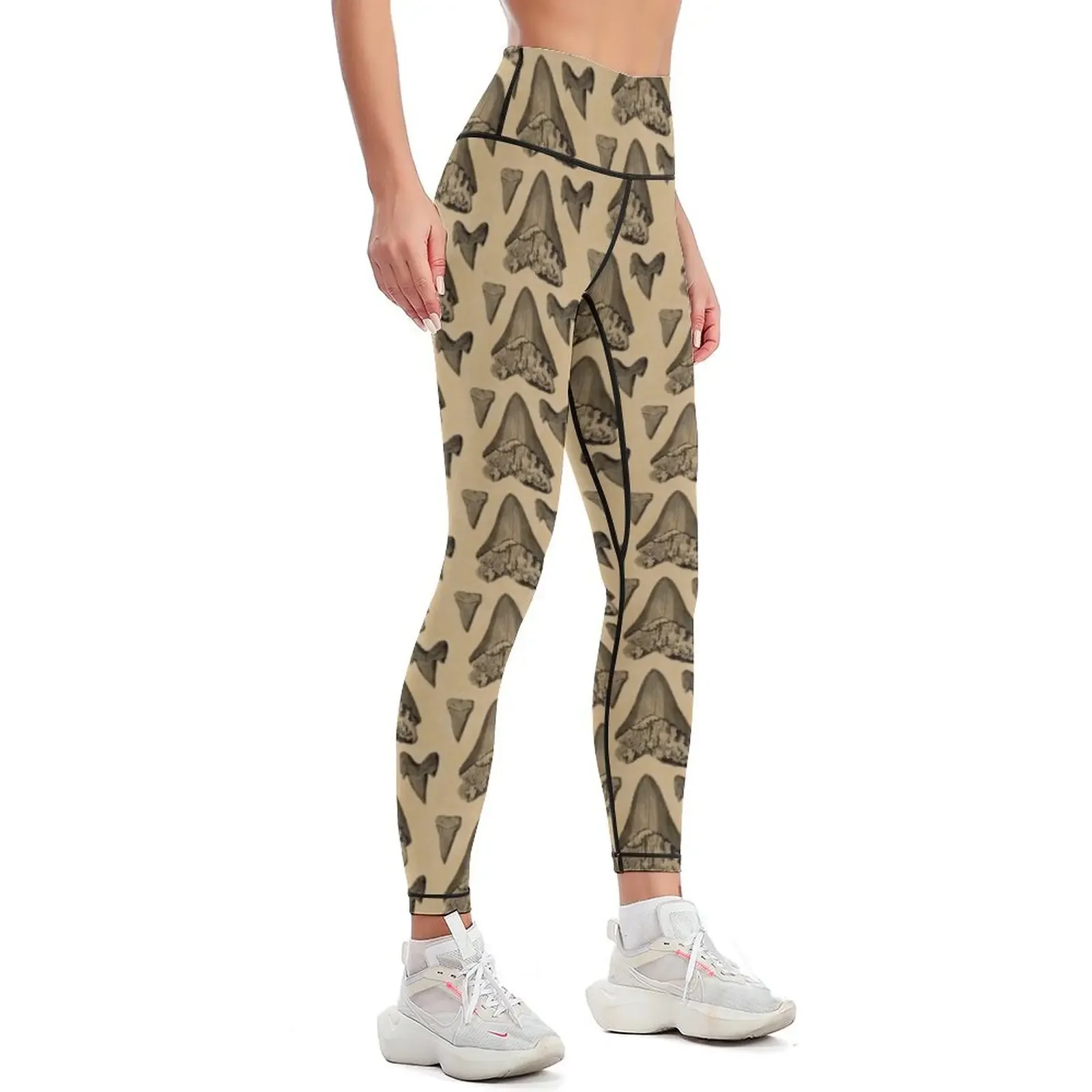 Vintage Fossil Shark Teeth Leggings active wear Women's pants Women's trousers Womens Leggings