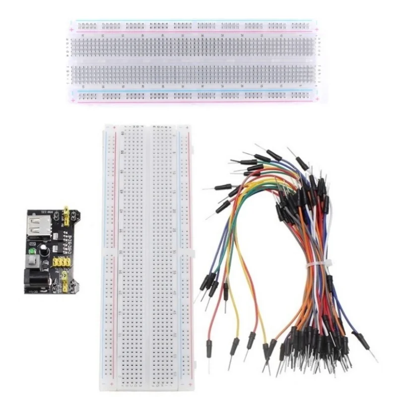 3.3V/5V MB-102 Breadboard Power Supply Module MB-102 830Point Breadboard kit 65 Jumper Wires Experimental Breadboard Transparent