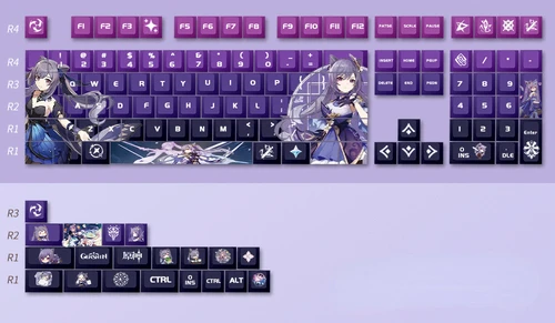 

108 Keys/Set Genshin Impact Keqing Anime Custom Design Keycap DIY Customization Gaming Custom PBT Thermal Sublimation XDA Height