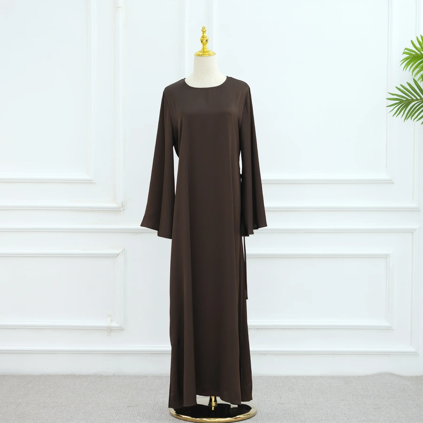 

Eid Djellaba Muslim Dress Dubai Full Length Flare Sleeved Soft Abaya Dubai Turkey Muslim Islamic Robe Musulmane Femme Party Gown