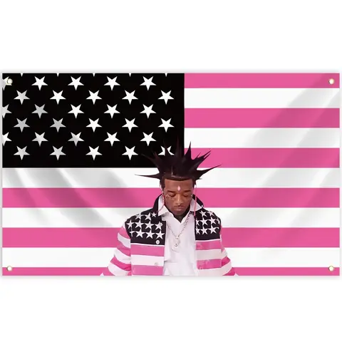 Lil Uzi Posters Vert Pink Tape Music Album Wall Art Tapestry Meme American USA Flag Background Backdrops Y2k Aesthetic Tapestrys