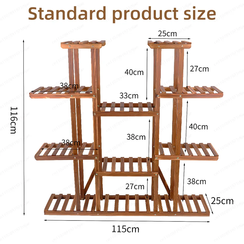 Living Room Solid Wood Flower Shelf Multi-storey Indoor Balcony Floor-to-ceiling Flower Pot Rack Household Shelf