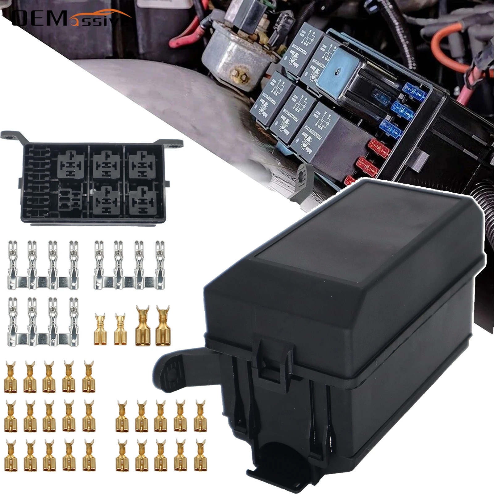 Universal DC 12V Car Marine 6 Way Relay 6 Slot Blade ATC/ATO Fuse Holder Box Block Auto Truck Boat Insurance Car Accessories