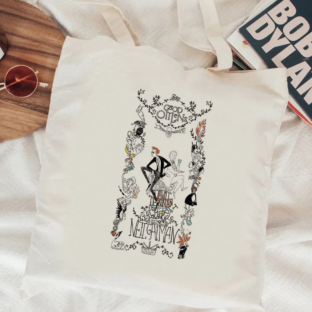 Good Omens shopping bag shopper recycle bag canvas handbag cotton reusable bag boodschappentas fabric foldable cloth sacolas