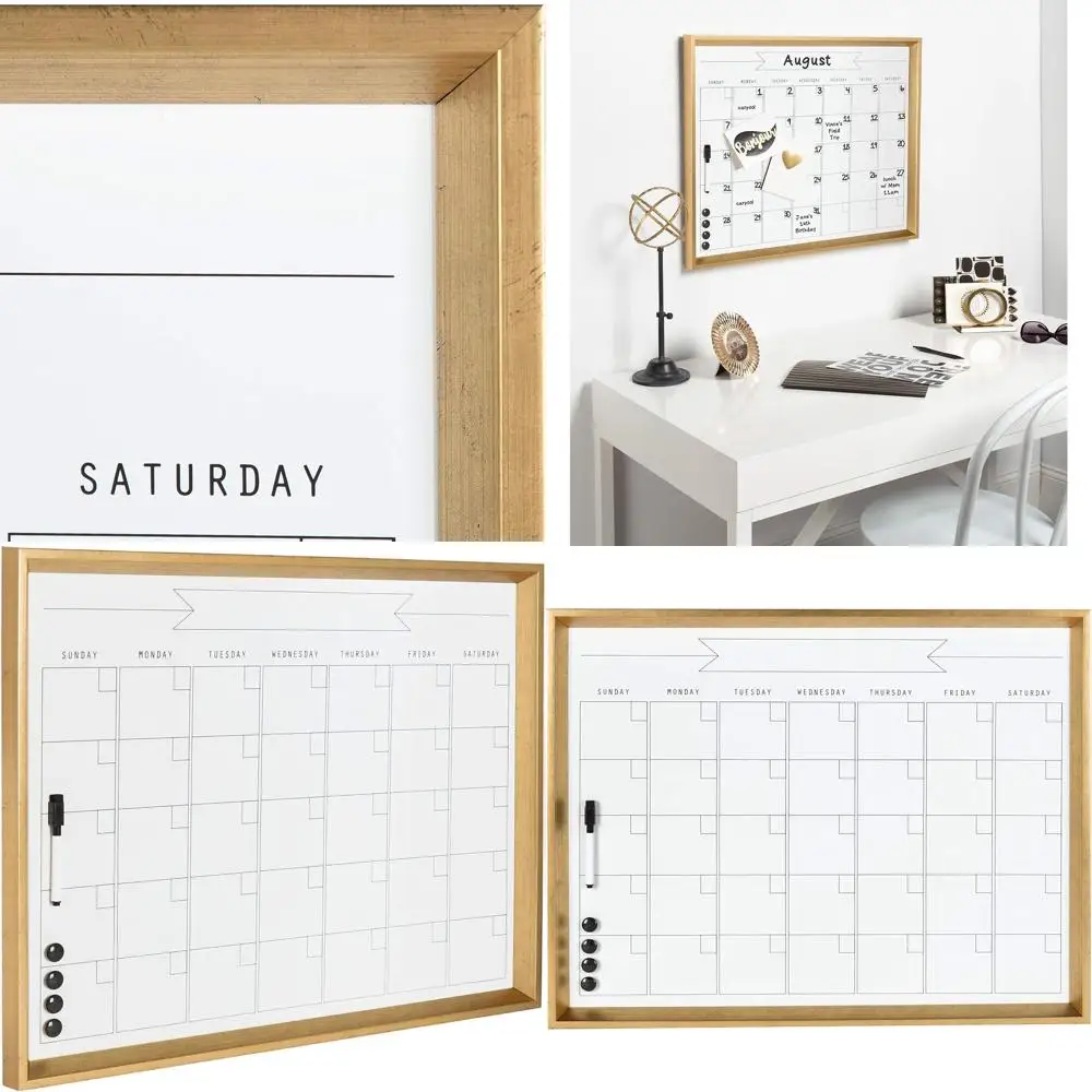 

Gold-Tone Modern Magnetic Monthly Dry Erase Calendar Frame