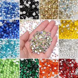 SS6-SS20 Various Size Glitter Glass Round Rhinestones Nail Art Flatbase Crystal Non Hotfix Gems For Garment Accessories