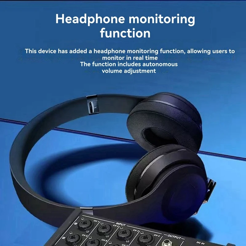 

Multi-Function Mixing Console Digital 8 Channel Audio Mixer Stereo for Recording DJ Sound Mixers Live Broadcast Black US-A74P