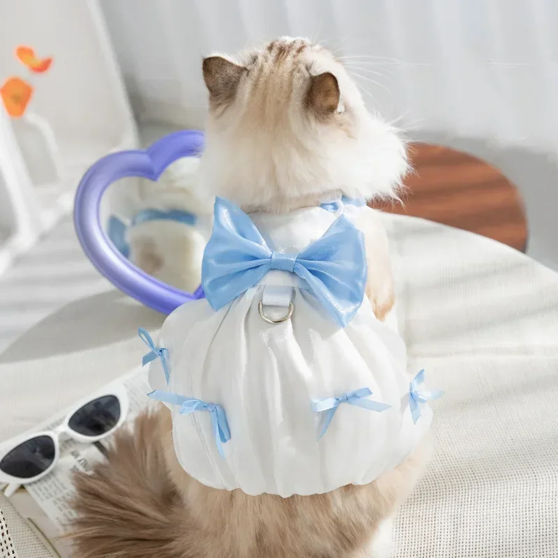 Spring Summer Cat Princess Wind Colorful Bow Streamer Suspender Skirt Dog Dress Pet Skirt Cat Clothes