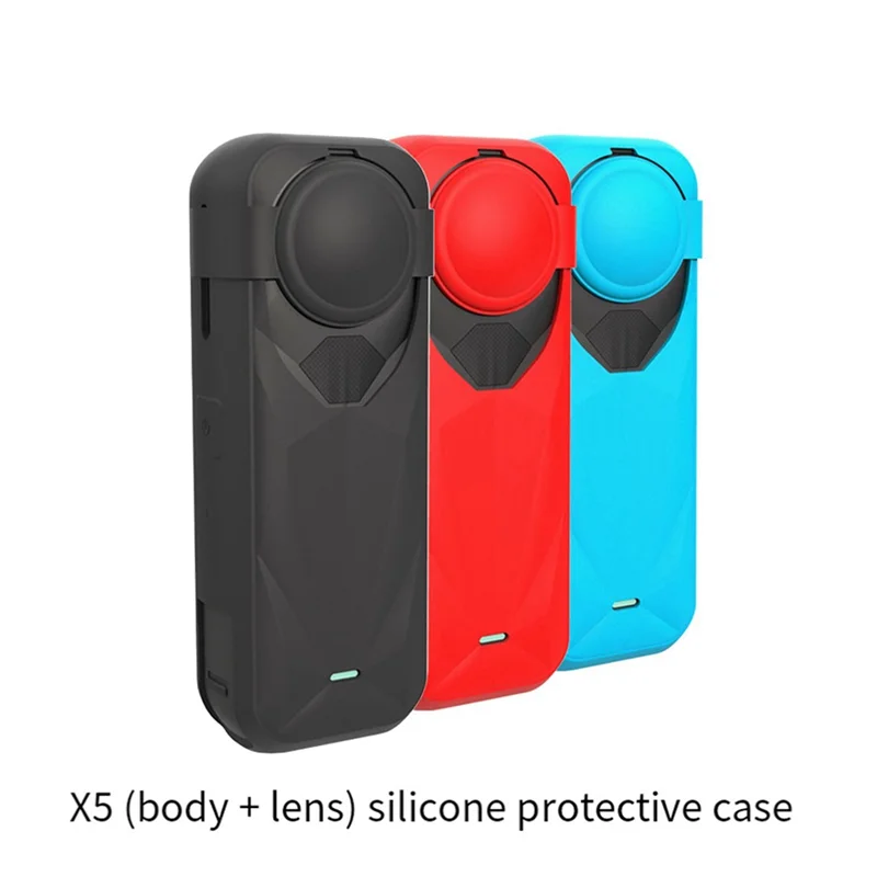 B50B-Silicone Protective Case For Insta360 X5 With Lens Cap Shockproof Sleeve Protective Sleeve Camera Protective Cover Blue