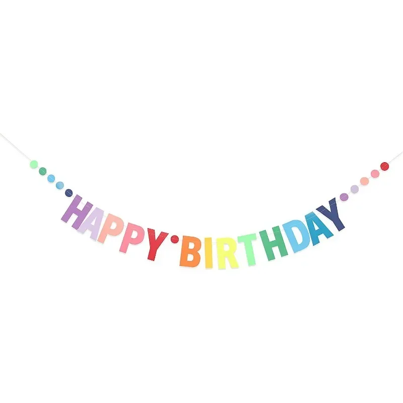 Adult,Kids,Girl,Women Happy For Birthday Banner with Rainbow Red Party Supplies Cute Paper Flag Gold Letters Eco Reusable