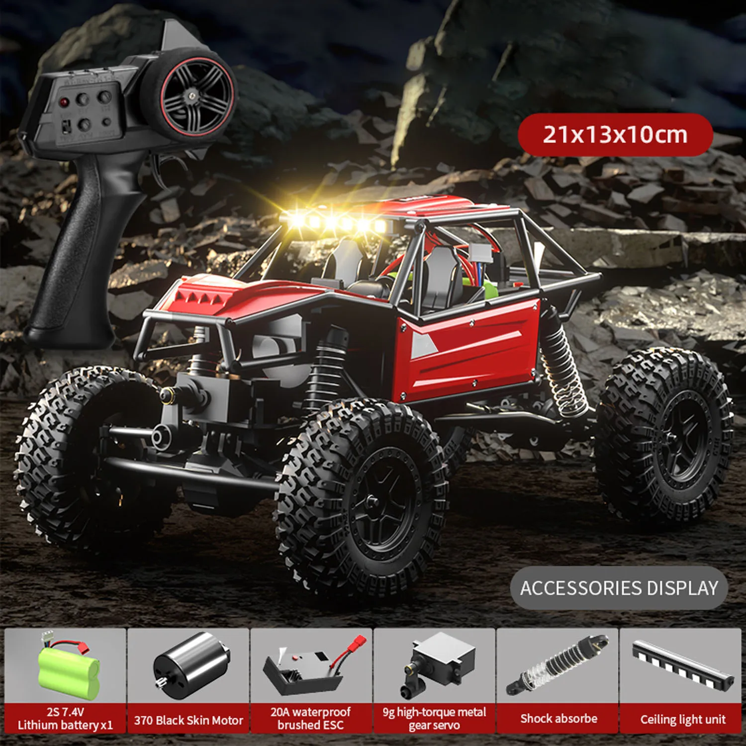 

RC Rock Crawler Car 1:18 RTR C8808 2.4GHz Off Road Vehicle 4*4 Remote Control Climbing Car 370 Brushed Motor ESC Lights Hobby
