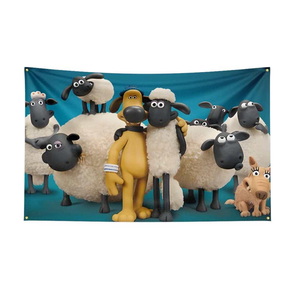 90X150CM S-Shauns-the-Sheeps Flag Polyester Digital Printed Game Tapestry Curtain For Decor