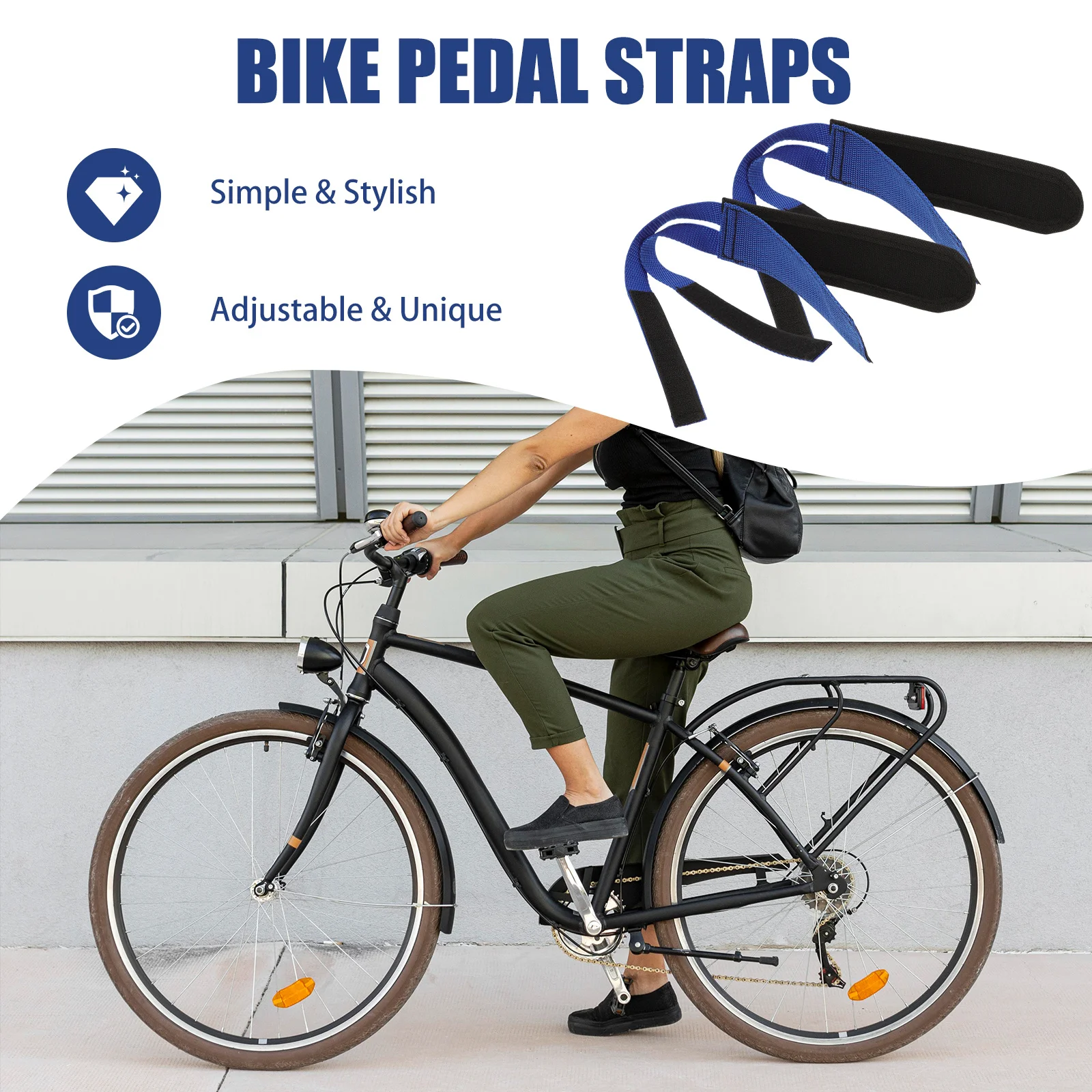 

2Pcs Universal Bike Pedal Straps Nylon Adjustable Footrest Straps for Stationary Bikes Training Pedals Sports Cycling