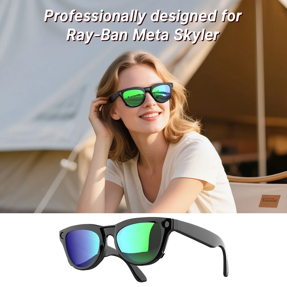 HiBLOKS Clip For Ray-Ban Meta Skyler RW4010/RW4014 Glasses Black Frame UV Protection Sunglasses Lenses Smart Glasses Accessories