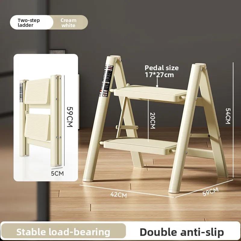 Foldable Thickened Multi Functional A Frame Ladder Indoor Small Three Four Steps Ladder Flower Rack Folding Household Ladder