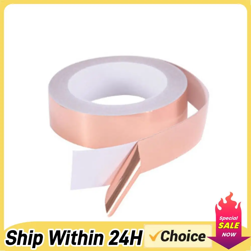 5m Conductive Copper Foil Tape Conductive Shielding Tape Self Adhesive Snail Barrier Tape Double-sided 25mm for Slug Snail