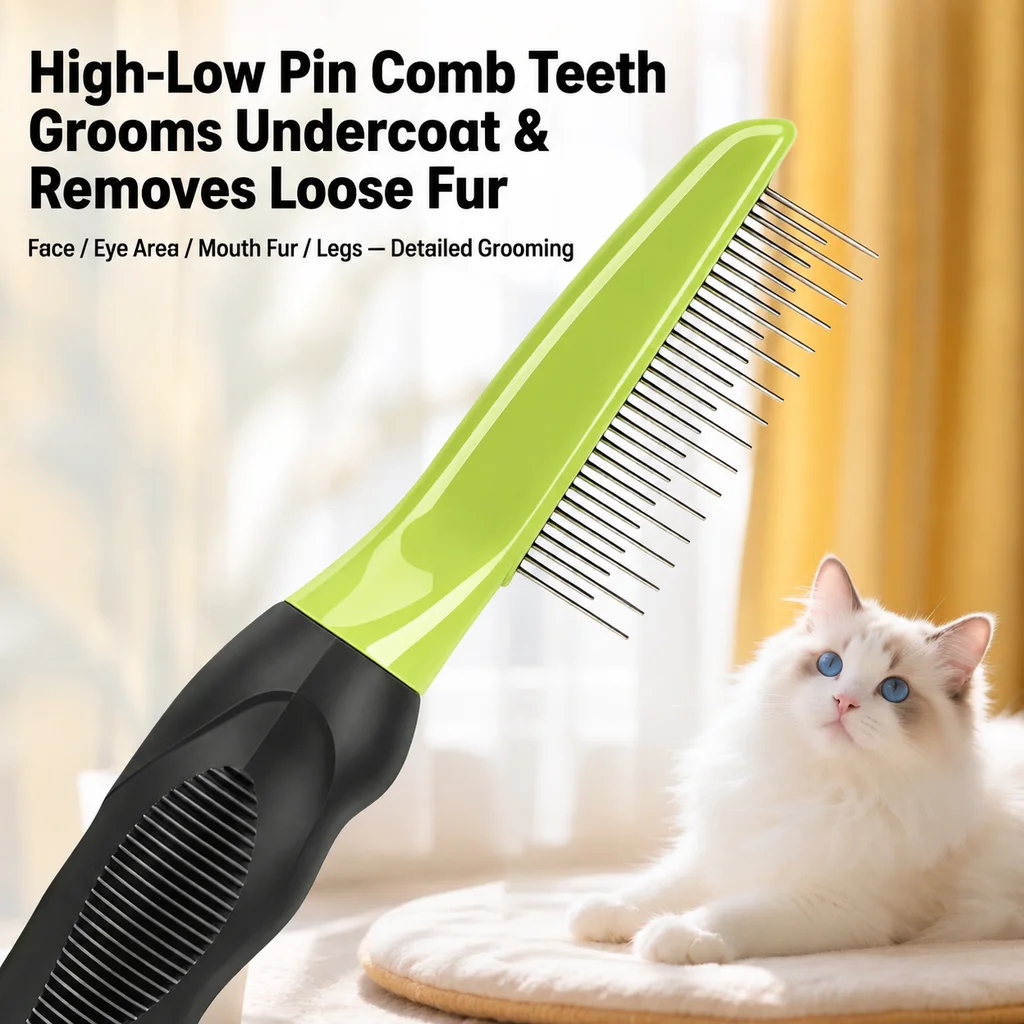 3 In 1 Pet Hair Grooming Set Stainless Steel Deshedding Brush TPR Handle Pin Comb Dual Brush For Dogs Cats Shedding Fur Remover