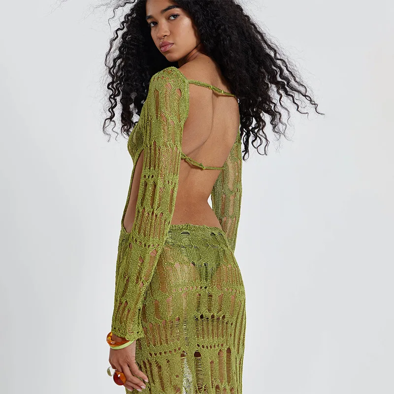 Sommer Neue Rock frauen Einfarbig Sexy Gestrickte Hohl Strand Bikini Badeanzug Cover Up Sonnenschutz Kleidung