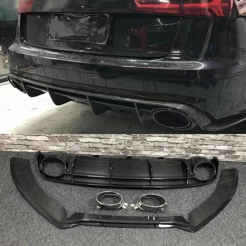 Carbon Fiber Rear Bumper Lip Diffuser For A6 C6 C7 C7.5 C8 S6 RS6 Avant Sline Quattro Allroad Diffuser