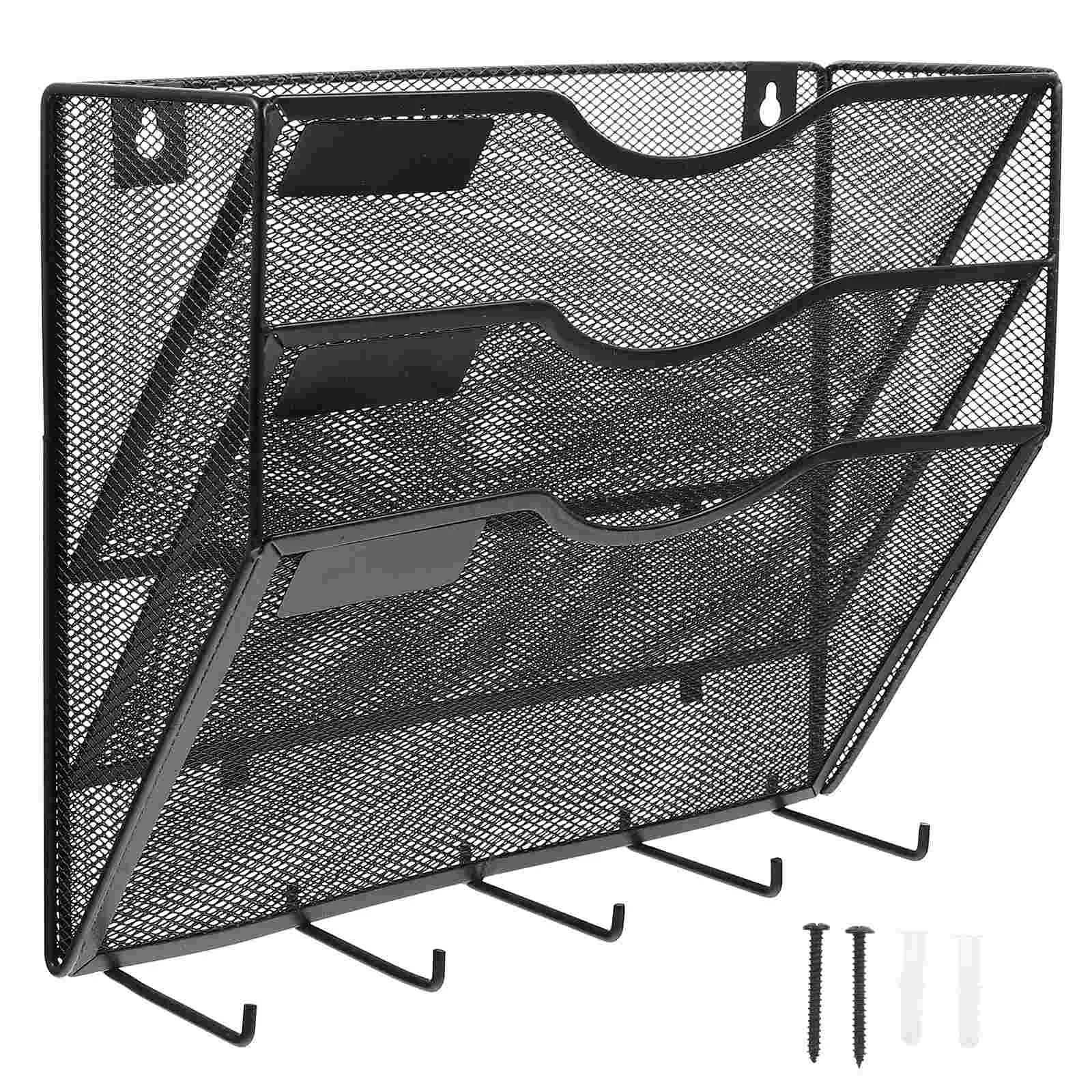 

Книжная полка, стойка для файлов, офисный настенный карман, вертикальный подвесной держатель, черный брелок, железные официальные папки для документов