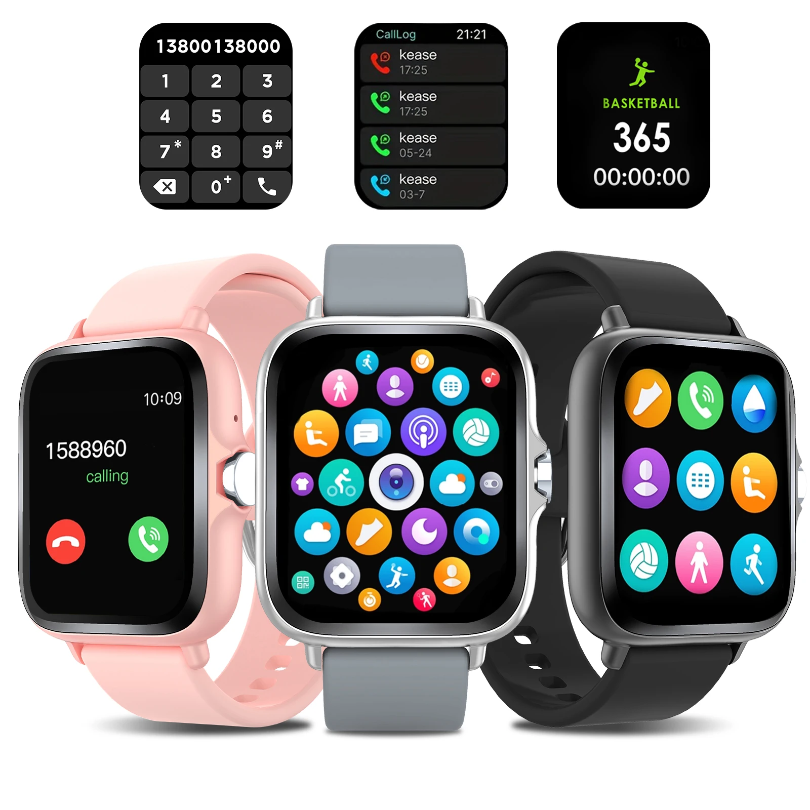 Smart watch, wireless calling /dial, multi -Sport mode, calling reminder and rejection, SMS reminder, Custom Wallpaper,for iPhon