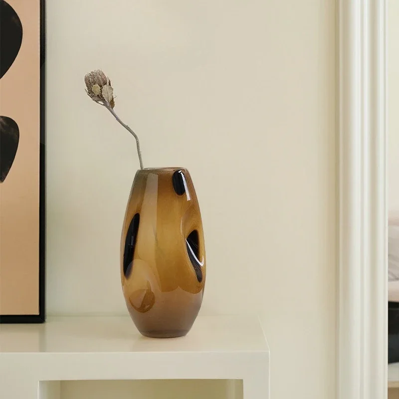 Medieval high-grade polka dot glass flower arrangement vase home soft decoration jewelry water culture device wholesale