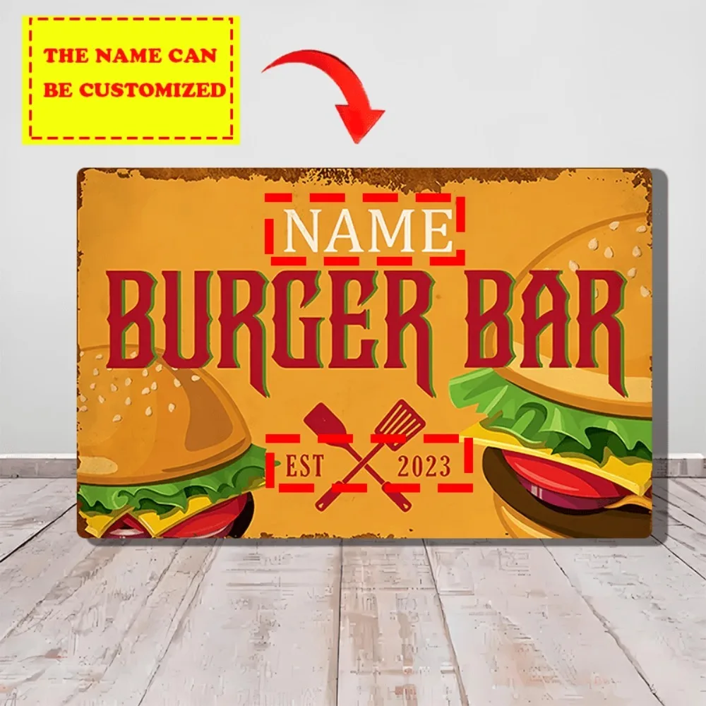 Custom Vintage Burger Bar Aluminum Sign 8x12