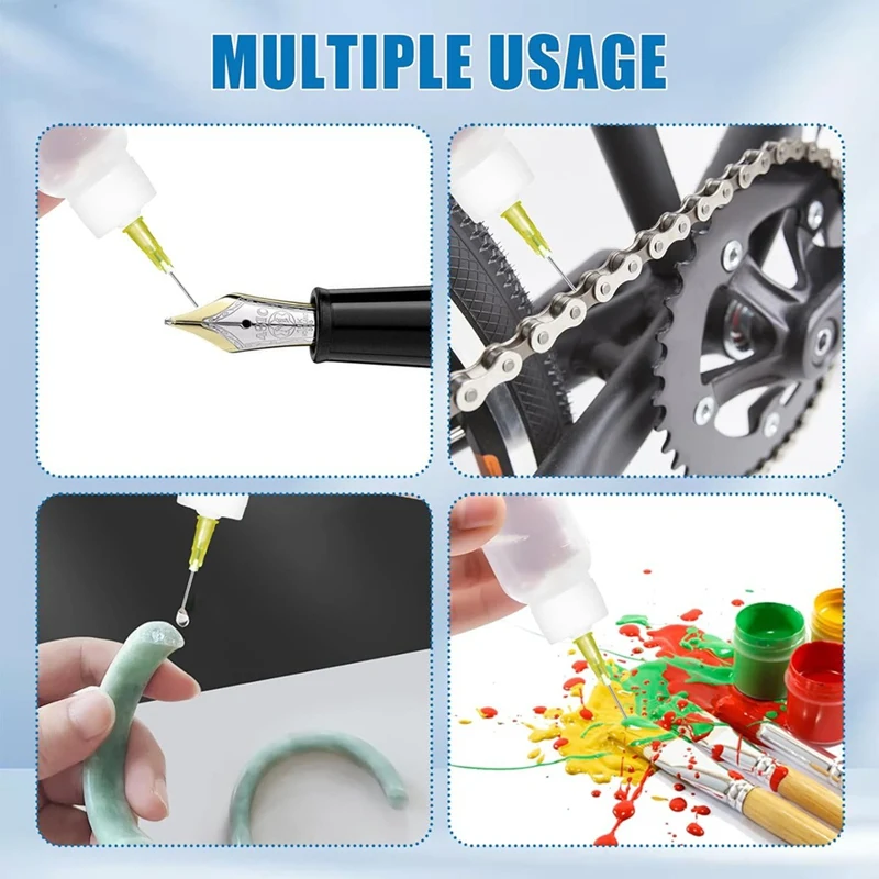 Bottiglia per applicatore con punta di precisione per colla da 100 ml, bottiglia per spremere la punta dell'ago con oliatore ad ago smussato 14Ga 16Ga 18Ga 20Ga 25Ga