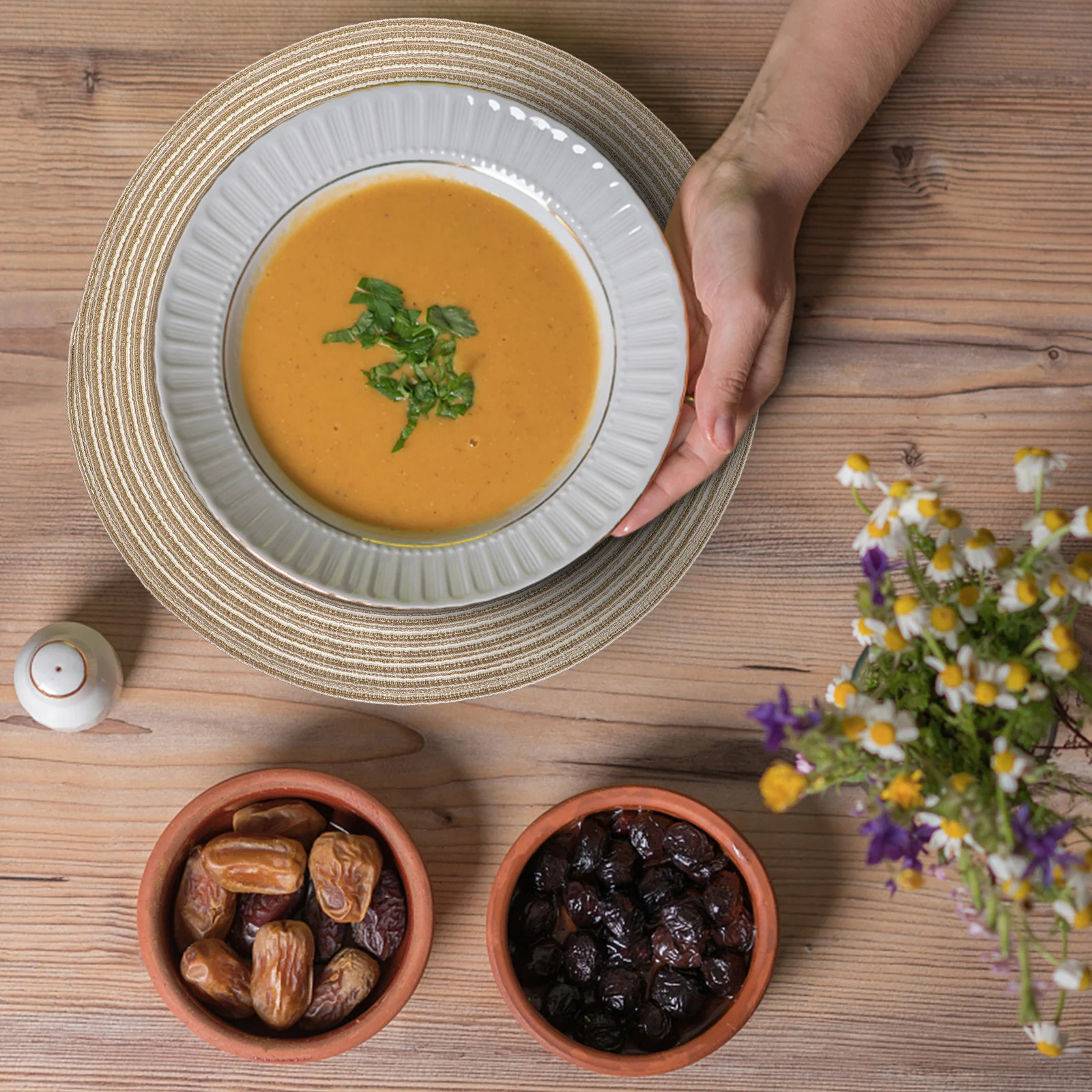 

1Set Round Heat Insulation Mat Woven Non-Skid Placemat Cup Mat Home Decoration Birthday Gift Safe Quick Dry Non-Skid Placemat