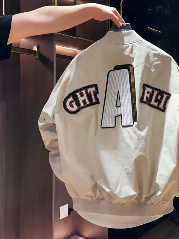 

Men's Oversize Baseball Jaet Embroidered Stand Collar Zipper ket Polyester Fiber Casual Faion Winter Outerwear