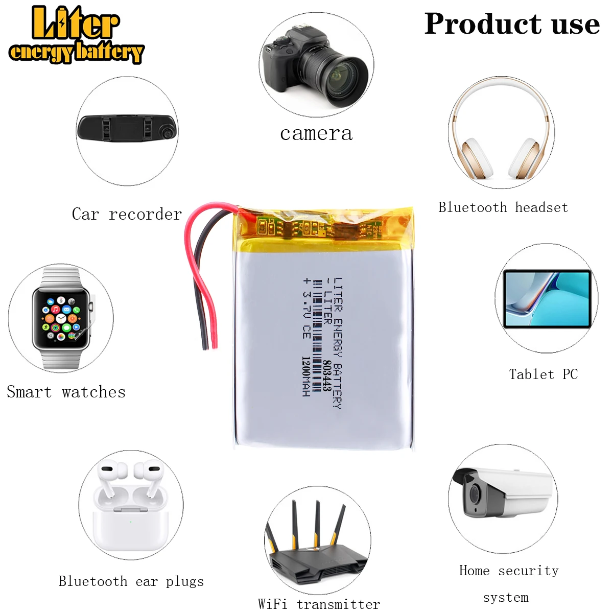 Liter energy battery 3.7V polymer lithium battery 803443 1200MAH GPS navigation mobile power battery game machine