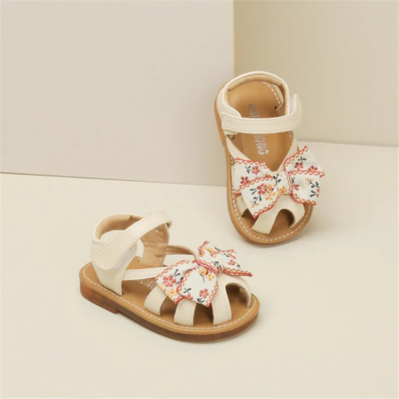 2023 New Summer Baby Shoes For Girls Leather Bowtie Soft Sole Kids Sandals Princess Fashion Toddler Girls Sandals