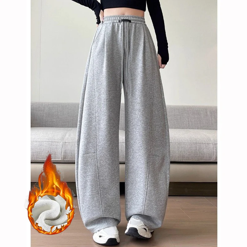 Pantaloni termici in pile casual da donna invernali Pantaloni coreani in peluche a vita alta da donna Pantaloni sportivi comodi e caldi da neve