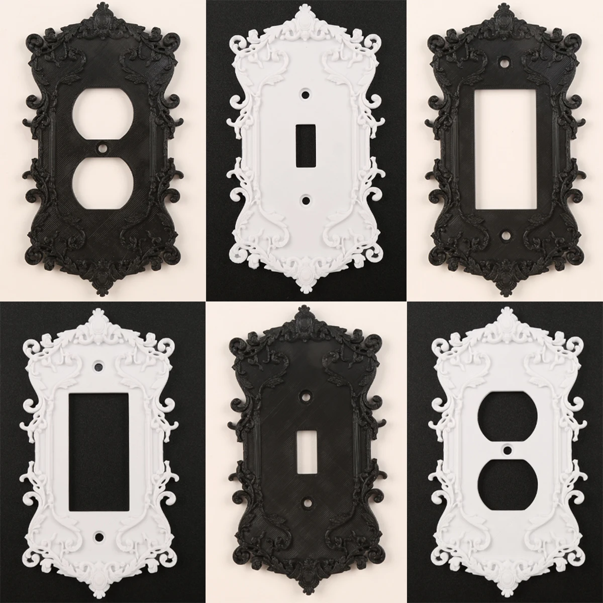 Cross-border Switch Outlet Plates & Wall Decor, Dark Baroque Scroll Relief US Standard Socket Switch Cover for Home Retro Style