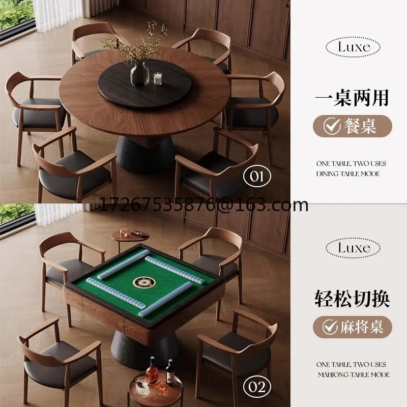 Mesa de jantar mahjong mesa de dupla finalidade integrada de madeira maciça automática máquina mahjong mesa de jantar doméstica