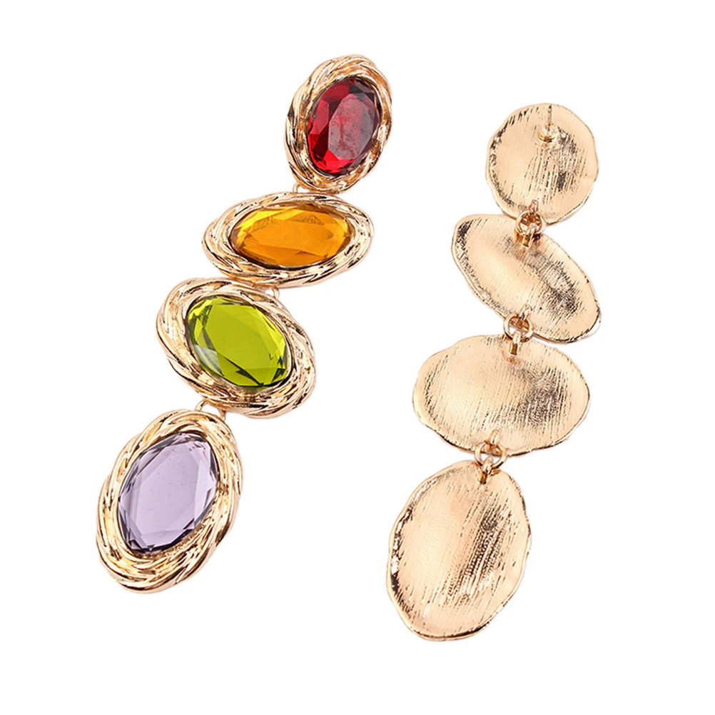 

Rhinestone Alloy Earrings Colorful Women Hoop Ear Earring Beautiful Drop Jewelry Set Gift Travel Party Daily Use