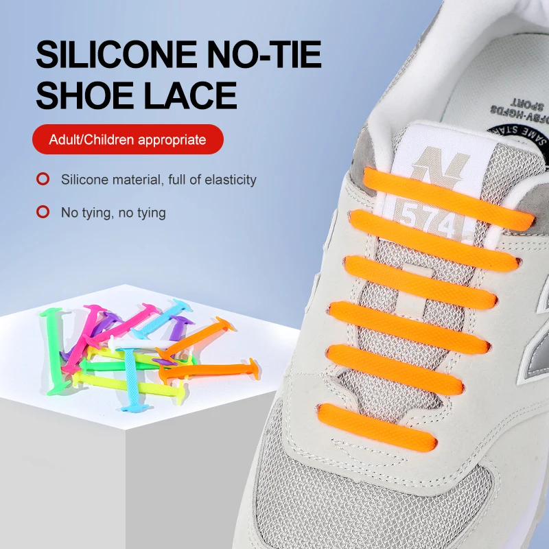 14Pcs/Lot Running Elastic Silicone ShoeLace All Sneaker No Tie Silicone Shoe Laces Creative Shoelaces For Unisex