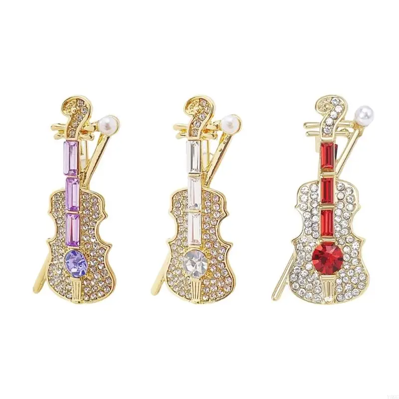 

Y5GC Artistic Violin Brooch Metal Pin Clothing Accessories for Women Various Event