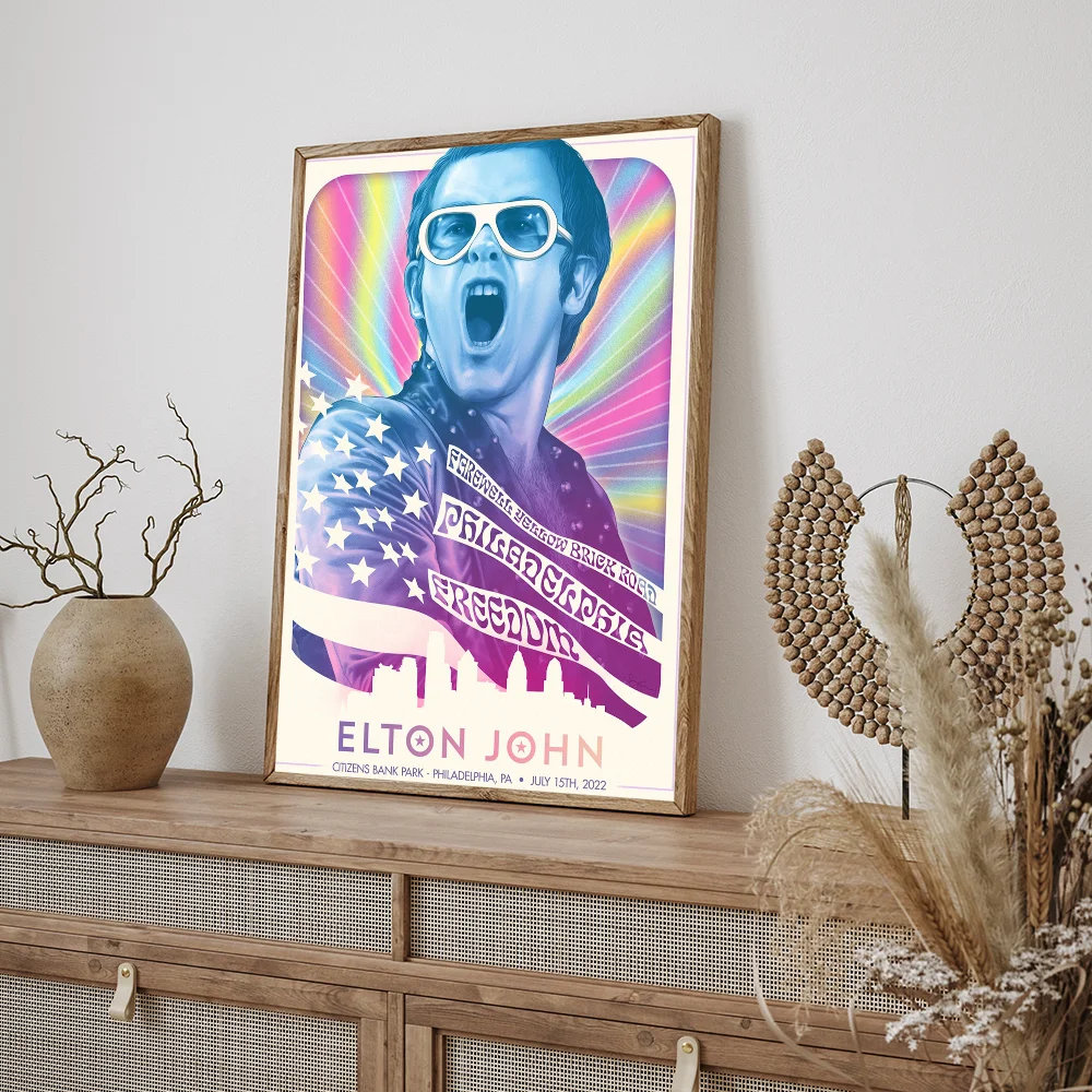 Elton John DIY Sticky Poster Vintage Room Bar Cafe Decor Home Decor