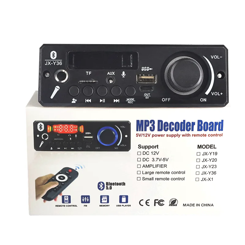2x100W Car Bluetooth 5.0 Amplifier Board, MP3 Decoder with FM Radio/TF/USB/Recording/Handsfree Call DC 8-24V Stereo Audio System