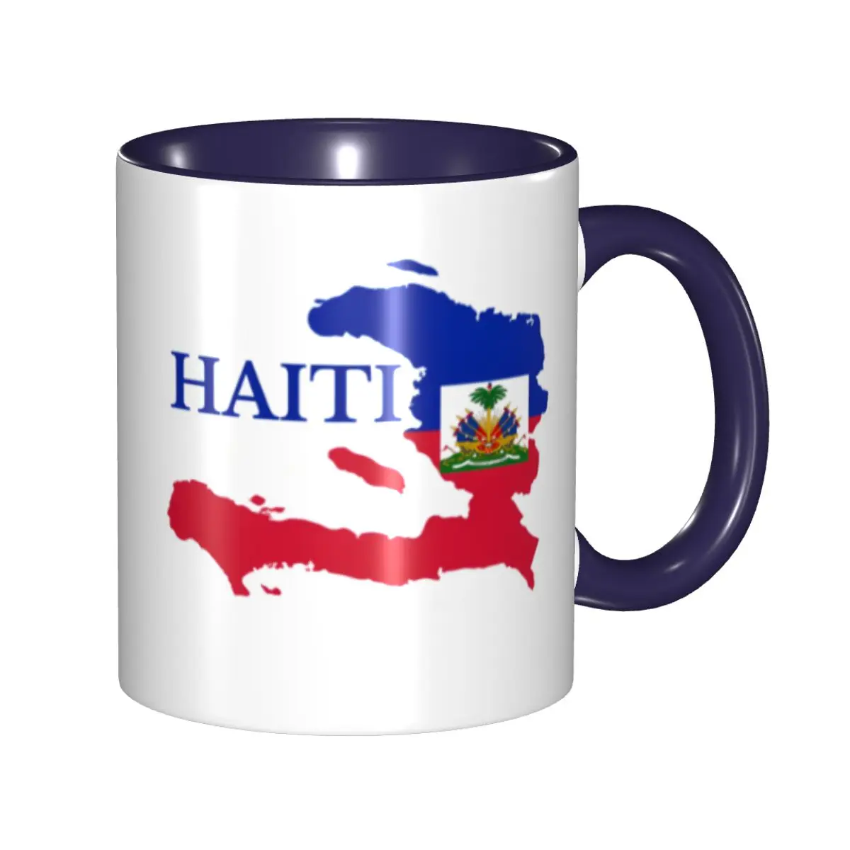 

Custom DIY Haitied Flag Ceramic Mugs Coat of Arms Haitian Proud Coffee Cup Creative Present